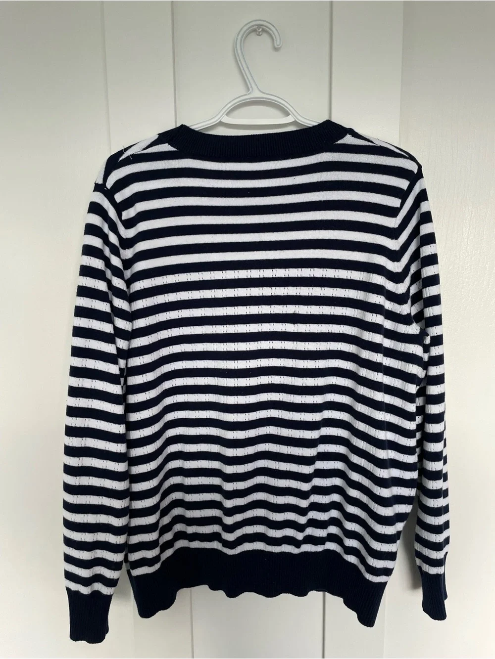 Blue Sky Clothing Co Navy & White Striped V-Neck Button-Up Cardigan - Picture 2 of 3